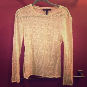 BCBG White long sleeve top